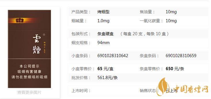 云煙94mm印象多少錢一盒？云煙94mm印象價(jià)格及參數(shù)2020