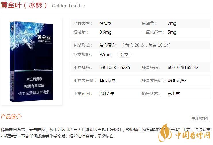 黃金葉冰爽多少錢一盒價格？黃金葉冰爽價格及參數(shù)圖片2020